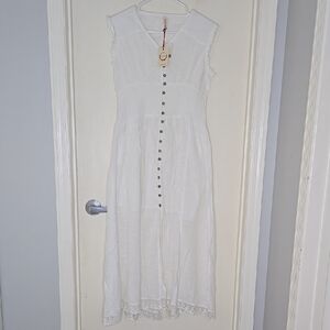 RAGA White Sleeveless V-Neck Maxi Sundress